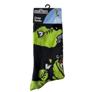 Sesame Street Oscar the Grouch Socks Men’s 9-13 Black Green Funny Novelty Gift